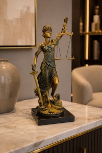 Reprezentare clasică Doamna Justiție, simbol echilibru și adevăr