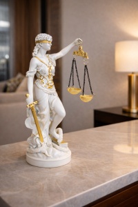 Statueta decorativa zeita Justitia cu balanta figurina simbol dreptate