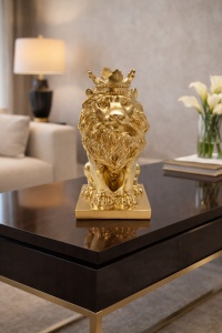 Statueta leu cu coroana decor interior stil regal