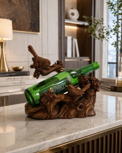 Suport de vin decorativ cu păsări și flori