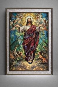 Tablou Iisus Hristos cu Pietricele si Sclipici 72x52cm - Black