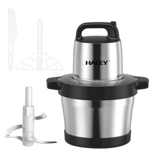 Tocator Electric HALEY 1200W, 4 Lame din Oțel Inoxidabil, Recipient Full Inox 6L, 2 Viteze Reglabile