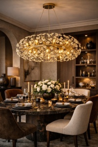 Candelabru Auriu cu Cristale - "Serrenna"
