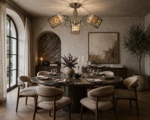 Candelabru clasic cu 3 brațe și abajururi metalice perforate, ideal pentru un iluminat decorativ cu accente vintage