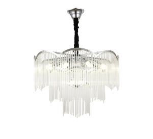 Candelabru mare cu cristale în cascadă, design luxos pentru living