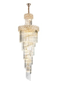 Lustra suspendata in cascada cu cristale, design luxos pentru hol sau foyer