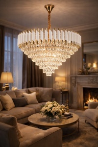 Candelabru Elegant cu Cristal si Finisaj Auriu - "Lerandis"
