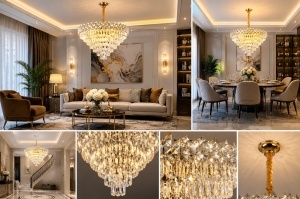 Candelabru Lux Cristal Auriu - "Vareston" - Img 2