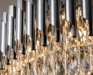 Candelabru Modern Cristale și Finisaj Argintiu - "Faveron" - Img 4