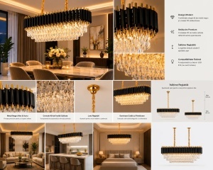 Candelabru Rectangular cu Cristale - "Cavirel" - Img 2