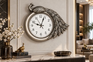 Ceas De Perete Silențios Cu Design Păun – "Norevian" - Img 2