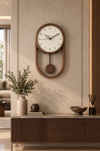 Ceas De Perete Silențios Cu Pendul Și Design Clasic Elegant - "Sorevio" - Img 3