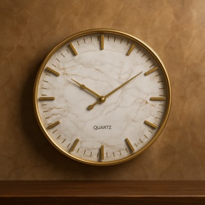 Ceas decorativ alb stil minimalist cu accente aurii