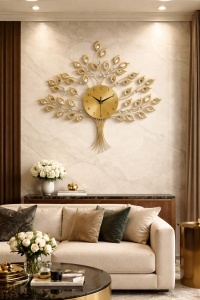 Ceas metalic de perete cu design arbore