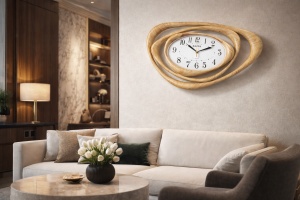 Ceas de perete modern design abstract cadru auriu decorativ