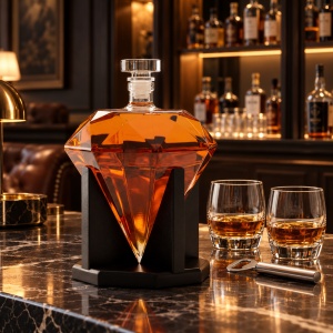 Decantor de Vin Design Geometric tip Diamant cu Suport - "Varsen" - Img 3