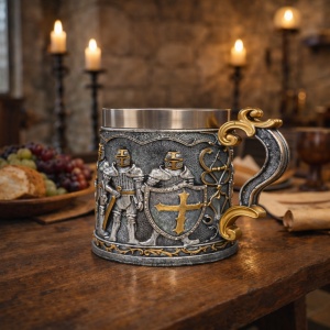 Halba decorativa cu cavaleri medievali cana stil medieval