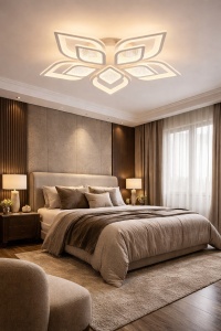 Lustră LED modernă în formă de floare cu elemente geometrice luminoase
