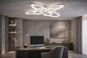Lustra LED cu design abstract si inele luminoase