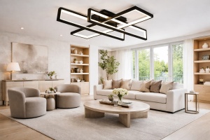 Lustra LED moderna geometrica neagra design minimalist plafon