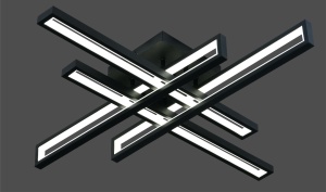 Lustra LED moderna geometrica neagra cu bare luminoase design minimalist