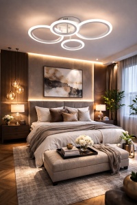 Lustra LED cu inele luminoase design modern