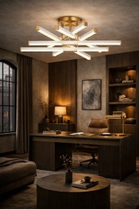 Lustra LED Modernă Design Geometric cu Telecomandă
