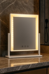 oglindă cu LED de masă și trei tipuri de lumină: rece, caldă și neutră