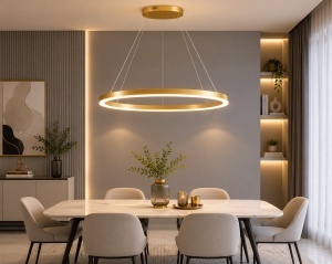 Pendul LED cu Telecomanda 55W Lumina Reglabila 2800K–6500K Design Auriu Modern