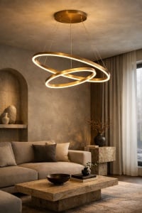 Pendul LED Modern cu 2 Cercuri Suspendate Lumină Reglabilă 3000K–6500K cu Telecomandă - "Pheorin"