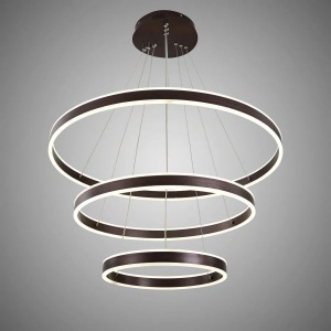 Lustră modernă LED cu cercuri suspendate, iluminat decorativ reglabil pentru living elegant, design contemporan cu inele luminoase