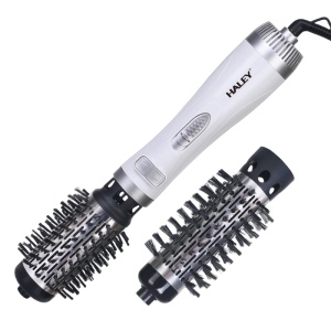 Perie Rotativă HALEY HY-4003 1000W – 2 Perii, Încălzire Rapidă, Modelare de Durată, Protecție Păr, Inveliș Ceramic, Alb/Argintiu