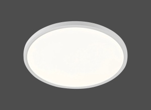 Plafonieră LED rotundă cu lumină caldă, design minimalist alb pentru living sau dormitor