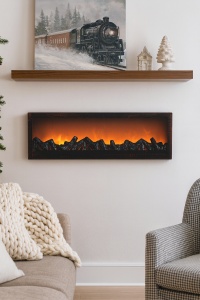 șemineu decorativ electric de perete și masă cu flacără LED