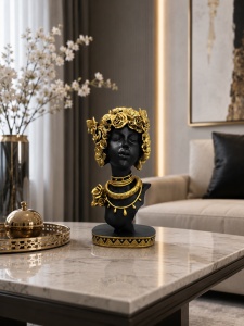 Statueta Africana cu Detalii Florale - "Iverana" - Img 2