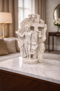 Figurina crestina scena Invierea Domnului cu Iisus si crucea