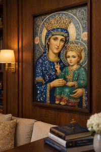 Tablou Maica Domnului cu Pruncul Iisus Hristos cu Pietricele 60x40cm