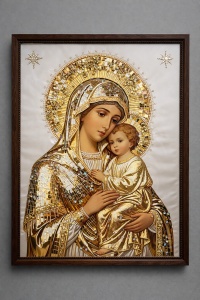Tablou Maica Domnului cu Pruncul Iisus Hristos cu Pietricele 60x40cm