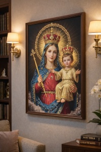 Tablou Maica Domnului cu Pruncul Iisus Hristos cu Pietricele 60x40cm