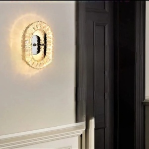Aplica LED Cristal Ovala cu Telecomanda, 46W, Lumina Alb Cald-Rece - "Lumorae"