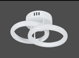 Plafonieră LED modernă cu două inele luminoase, design minimalist alb pentru living sau dormitor