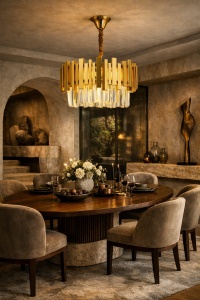 Candelabru Auriu cu Cristale Design Modern - "Brionis"