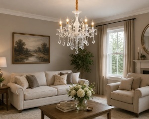 Candelabru Clasic cu Cristale Finisaj Argintiu Elegant - "Candelis"