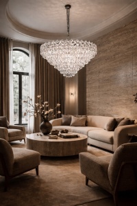 Lustra premium cu cristale, ideala pentru sufragerie eleganta