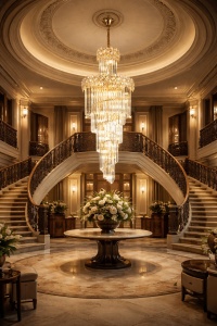 Candelabru Elegant Auriu cu Cristal Design Stratificat - "Calystron"