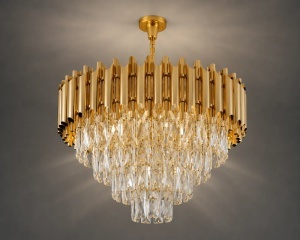 Candelabru Modern Cristale și Finisaj Auriu - Img 2