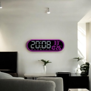 Ceas digital cu afișaj LED, telecomandă, temperatură, dată și ziua săptămânii, montaj pe perete sau pe masă, design modern