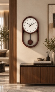 Ceas De Perete Silențios Cu Pendul Și Design Clasic Elegant - "Norvello" - Img 3