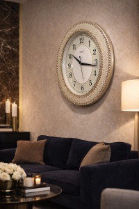 ceas de perete oval cu rama decorata cu strassuri elegante