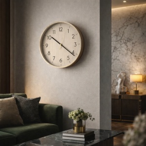 Ceas de perete modern rotund cu design minimalist și cifre mari, decor elegant pentru interior